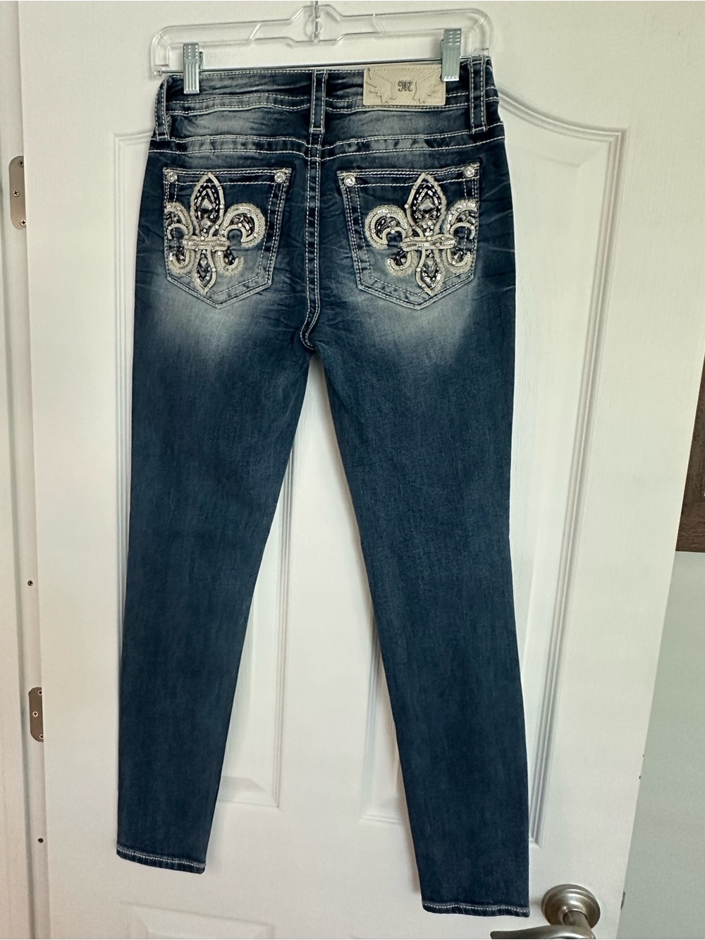 Miss Me BRAND NEW Dark Blue Skinny Jeans with Embellished Pockets!